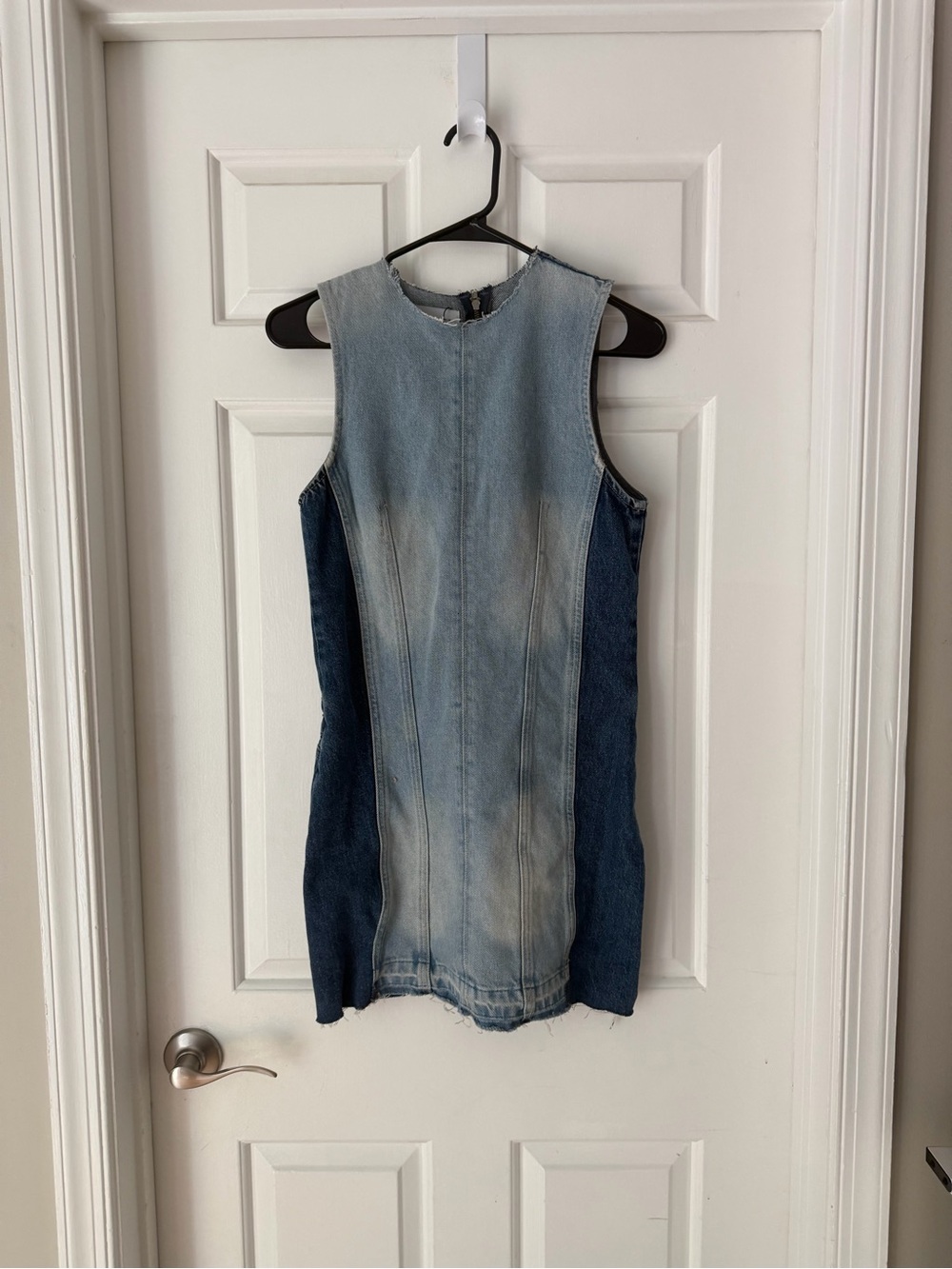 Zara Two-Tone Denim Shift Dress - Light Blue & Dark Blue
